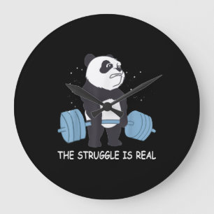 Panda Struggle Is Real Bear Deadlift Funny Gym . Large Clock