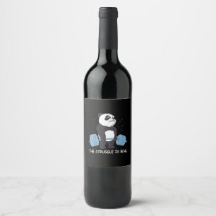 Panda Struggle Is Real Bear Deadlift Funny Gym . Wine Label