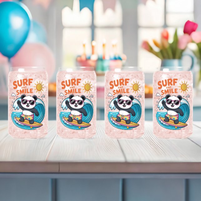 Panda Surf Smile Child Summer Can Glass (Insitu (Baby Shower))