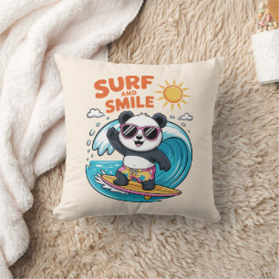 Panda Surf Smile Child Summer Cushion