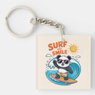 Panda Surf Smile Child Summer Key Ring