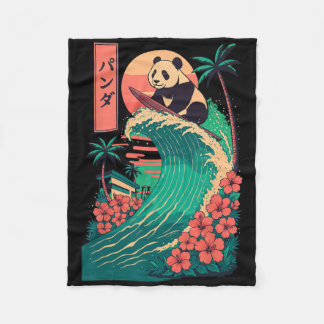 Panda Surfing Japanese _2  Fleece Blanket