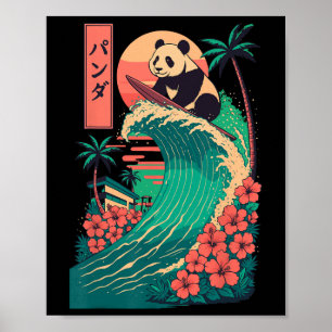 Panda Surfing Japanese _2 Poster