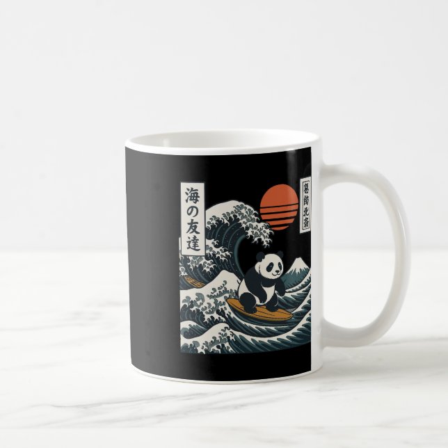 Panda Surfing Japanese Wave Great Wave _2  Coffee Mug (Right)