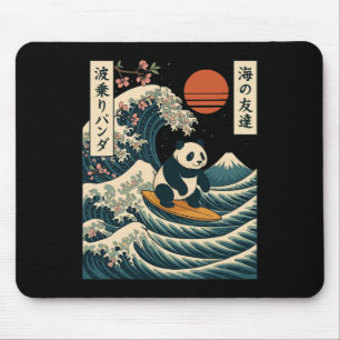 Panda Surfing Japanese Wave Great Wave _3 Mouse Pad