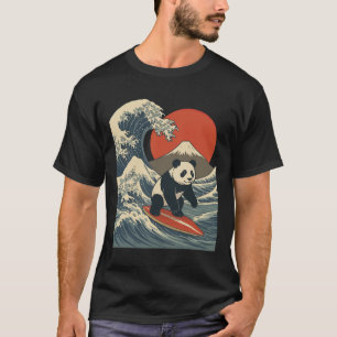 Panda Surfing Japanese Wave Great Wave _4 T-Shirt