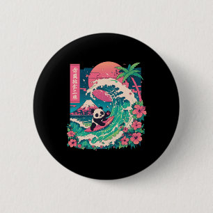 Panda Surfing Japanese Wave Great Wave _6 6 Cm Round Badge