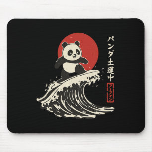 Panda Surfing Japanese Wave Great Wave Mouse Pad