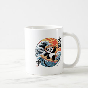 Panda Surfing Japanese Wave Retro Asian Ocean Summ Coffee Mug