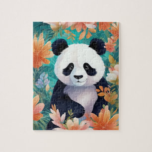 Panda Surrounded by Flowers Jigsaw Puzzle