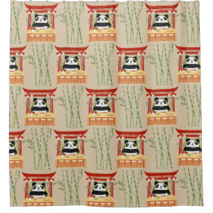 panda , sushi shower curtain