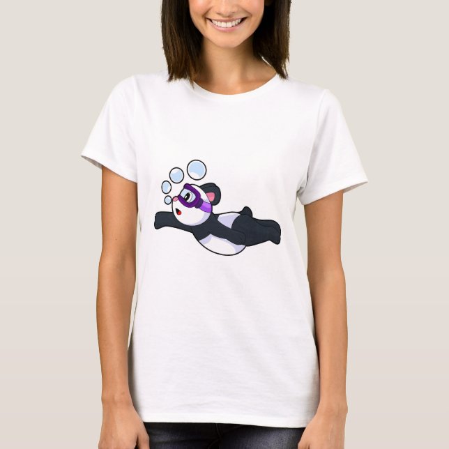 Panda Swimming Swimming goggles Summer T-Shirt (Front)
