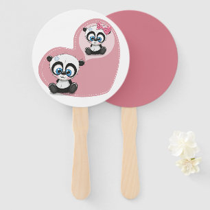 Panda Teddy Bear Pink Wedding Bridal Shower Party Hand Fan