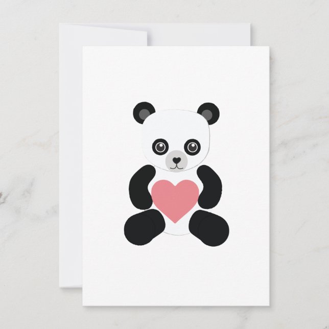 Panda Teddy Bear with Heart Card (Front)