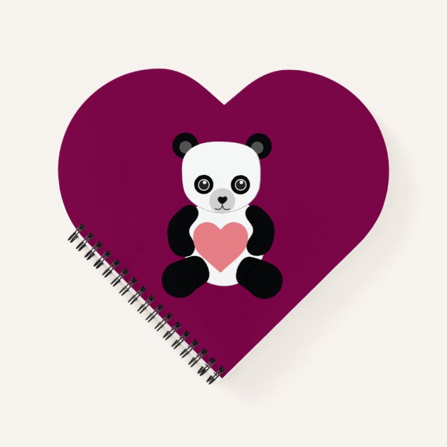 Panda Teddy Bear with Heart Notebook (Front)