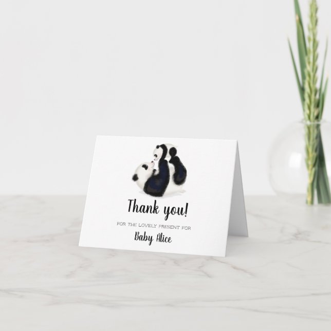Panda thank you for baby gift folded card (Front)