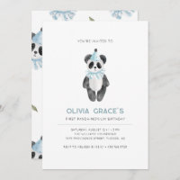 Panda Theme First Birthday Invitation