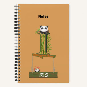 Panda Theme Notebook - Named with Letter I