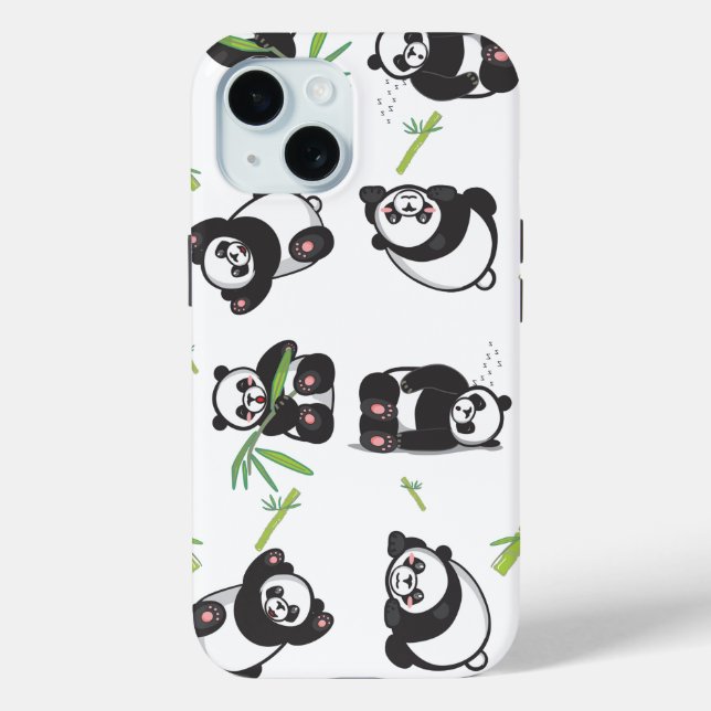 panda tile cute pattern blue Case-Mate iPhone case (Back)