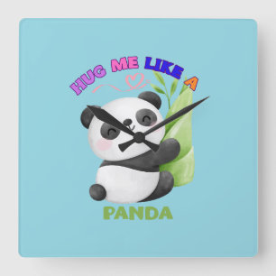 🕒 Panda Time Tags – Tick Tock with Cuteness! 🐼 Square Wall Clock
