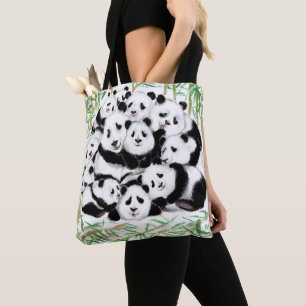 Panda Tote Bag Happy Famiy - Funny