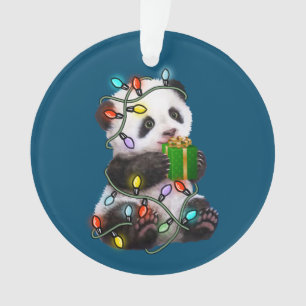Panda Tree Christmas Lights Xmas For Pet Lover Ornament