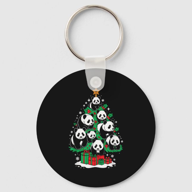 Panda Tree Christmas Panda Lover Xmas Squad Men Wo Key Ring (Front)