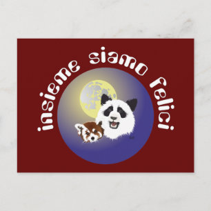 Panda Treffen Postkarte Postcard