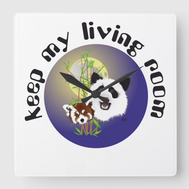 Panda Treffen Uhr Square Wall Clock (Front)