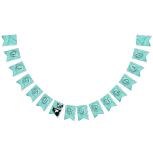 Panda Turquoise Birthday Bunting