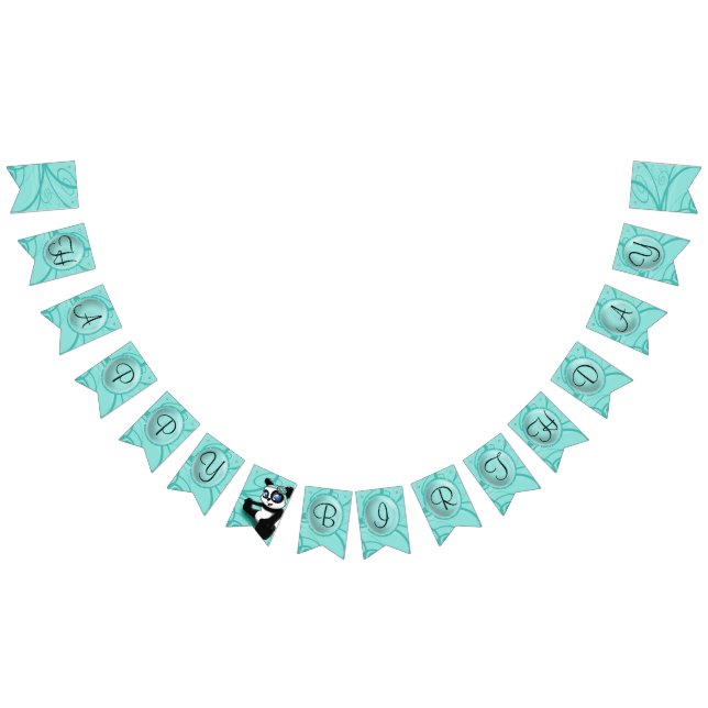 Panda Turquoise Birthday Bunting (All)