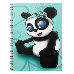Panda Turquoise Floral Notebook