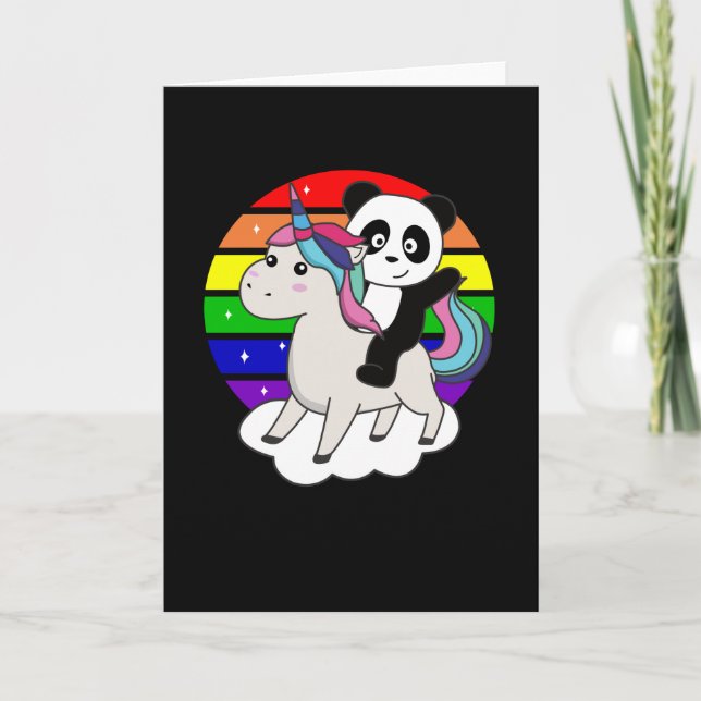 Panda Unicorn Rainbow Animals Pandas Unicorns Card (Front)