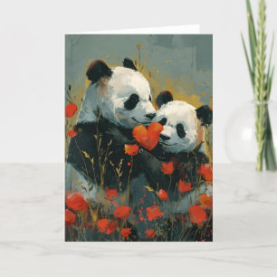 Panda Valentine's Day  Holiday Card