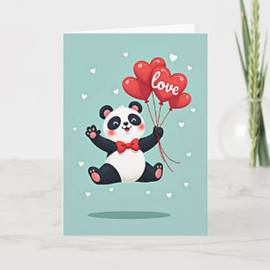 Panda Valentines Love Balloons Card