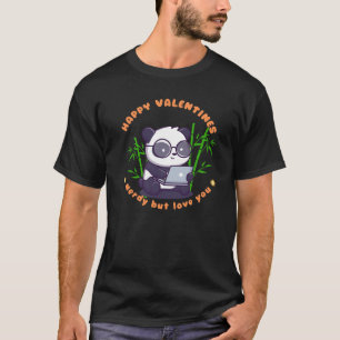 Panda Valentines-Nerdy Panda Computer Bamboo T-Shirt