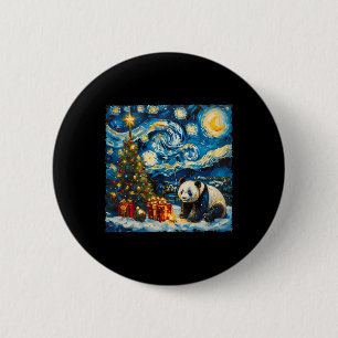 Panda Van Gogh Style Starry Night Christmas Winter 6 Cm Round Badge