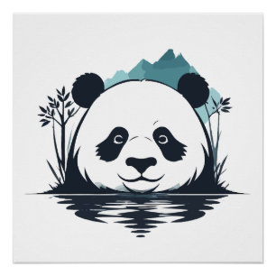 Panda Vector Art Animal Modern Urban City Graphic Poster