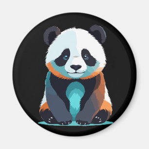 Panda Vector Art with Vibrant Colours Magnet