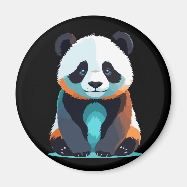 Panda Vector Art with Vibrant Colours Magnet (Front)