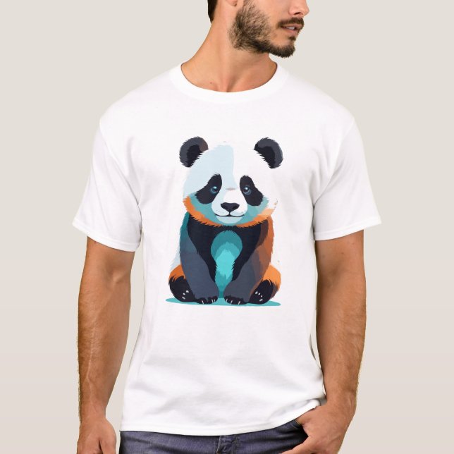 Panda Vector Art with Vibrant Colours T-Shirt (Front)
