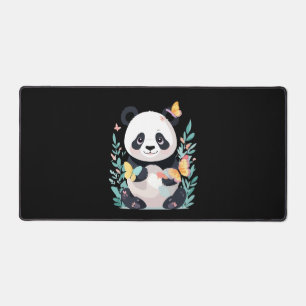 Panda Vector Painting Adorable Fun Animal Playing Desk Mat