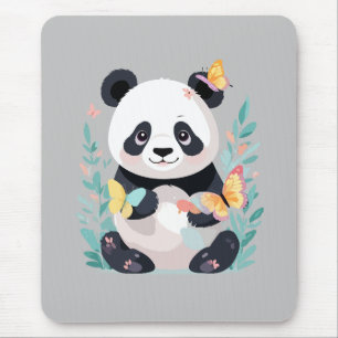 Panda Vector Painting Adorable Fun Animal Playing  Mouse Pad