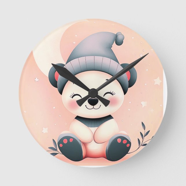  Panda Wall Clock with Dreamy Night Design (Front)