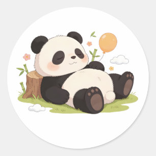 panda,warm,healing,slow-paced,inner peace #08 classic round sticker