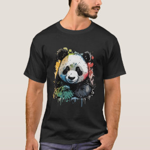 Panda Watercolor Oil Painting Colourful T-Shirt