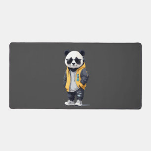 Panda Wearing Hoodie Funny Cool Animal Character  Desk Mat