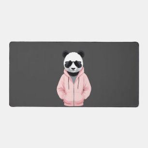 Panda Wearing Hoodie Funny Cool Animal Character Desk Mat