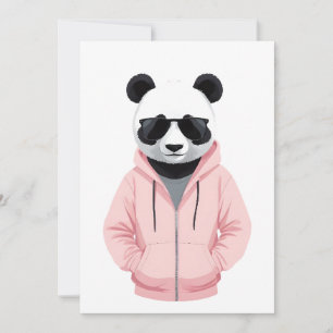 Panda Wearing Hoodie Funny Cool Animal Character Invitation