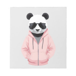 Panda Wearing Hoodie Funny Cool Animal Character Notepad